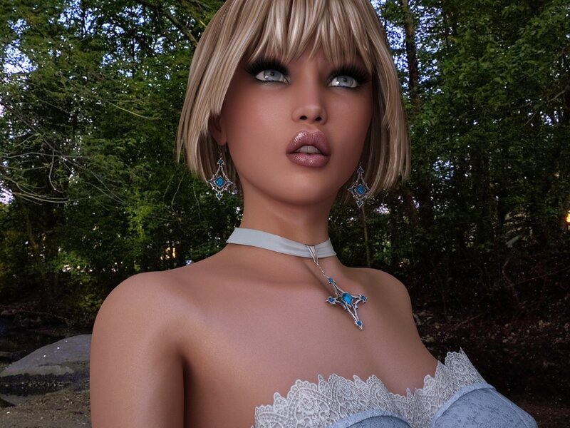 woman in forest with jewelry