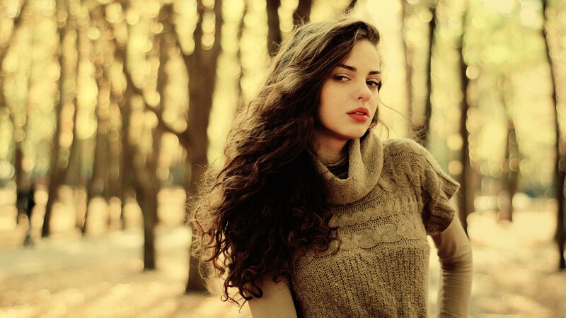 woman in forest with long hair