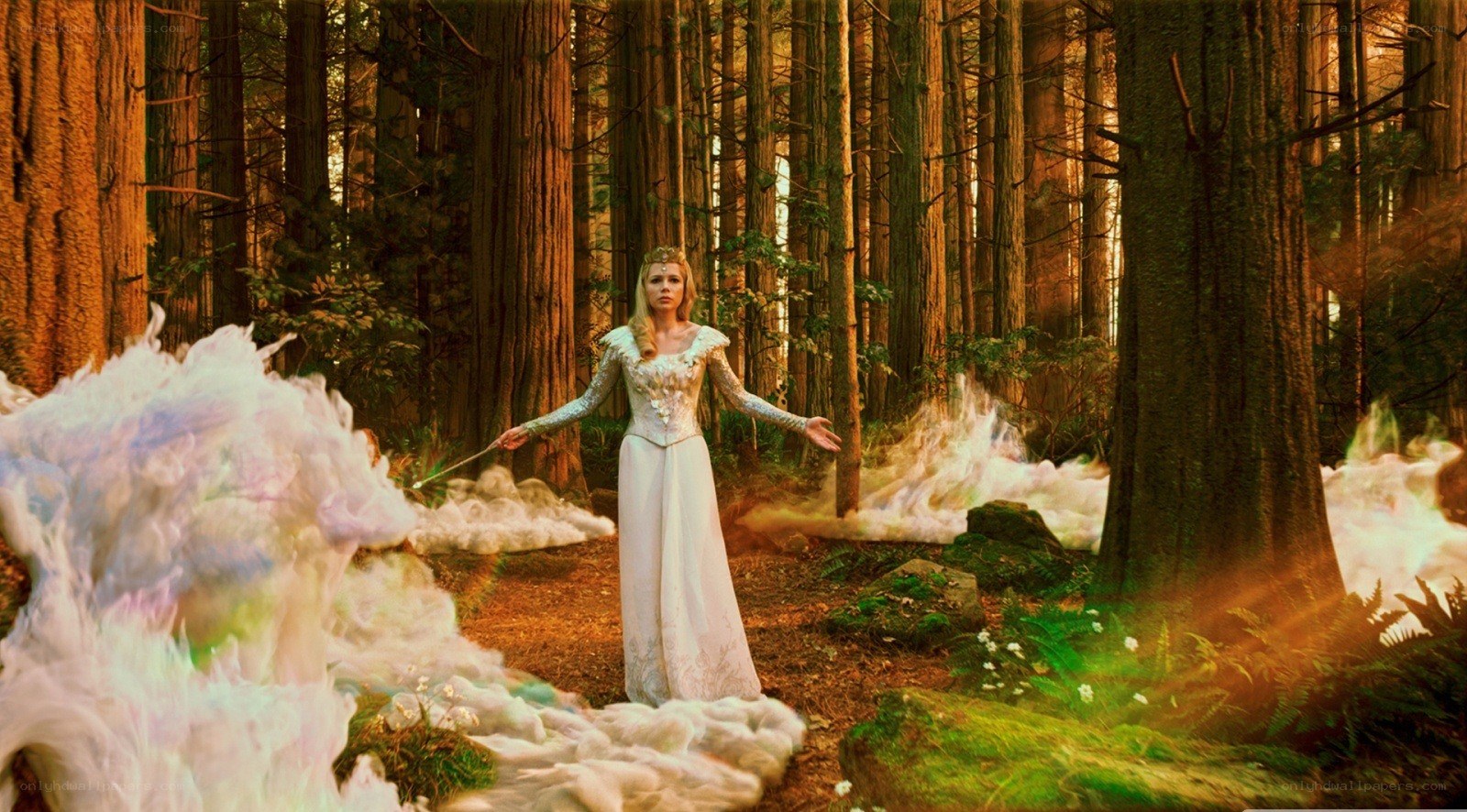 woman in forest with magic