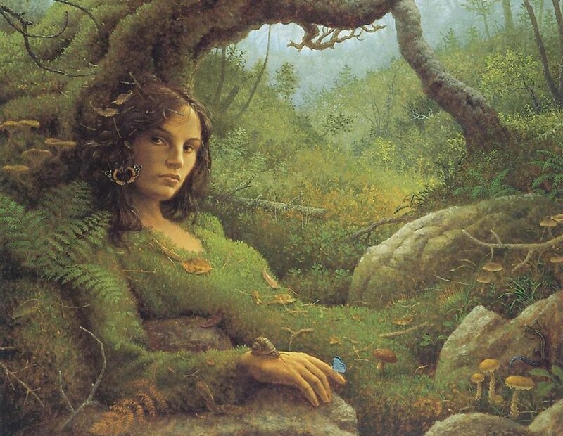 woman in forest with nature