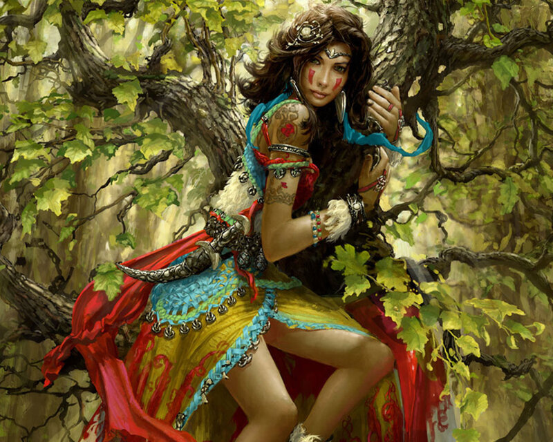 woman in forest with tattoos
