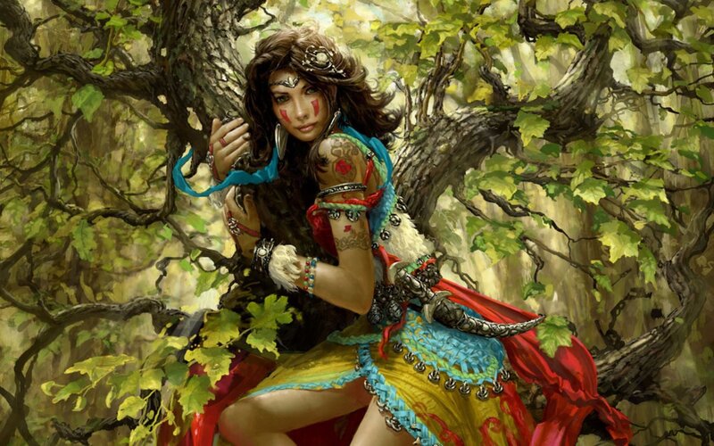 woman in forest with tattoos