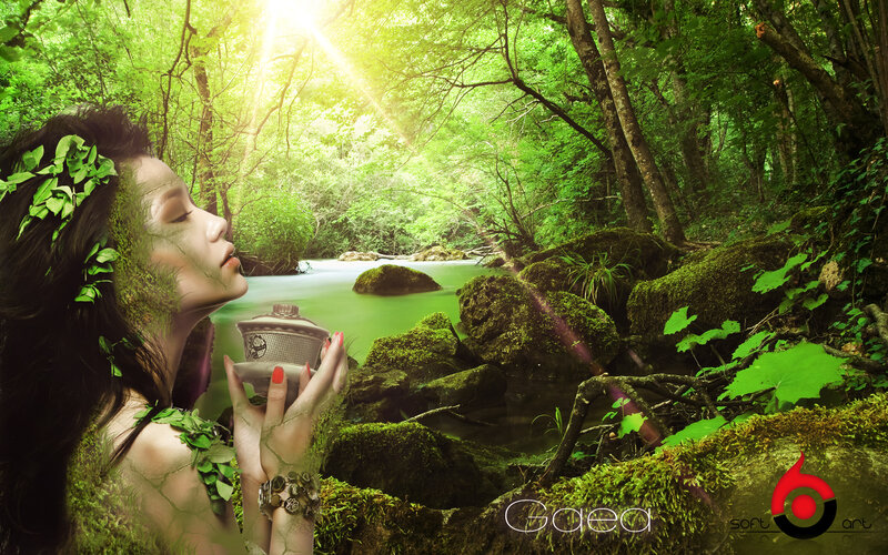 Woman in Forest with Tea