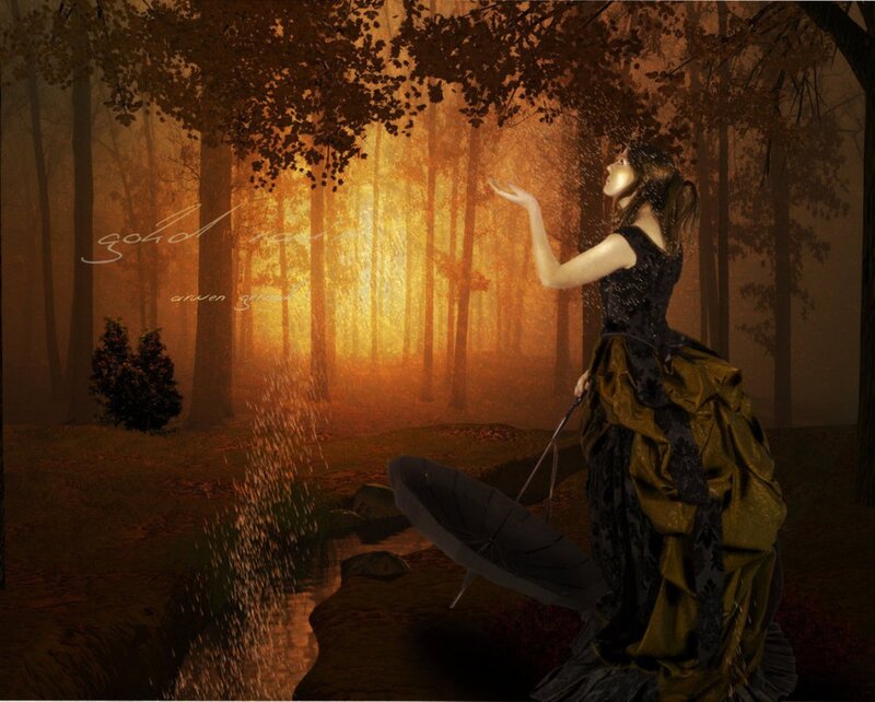 Woman in Forest with Umbrella