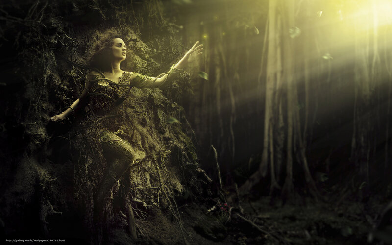 woman in forest with vines