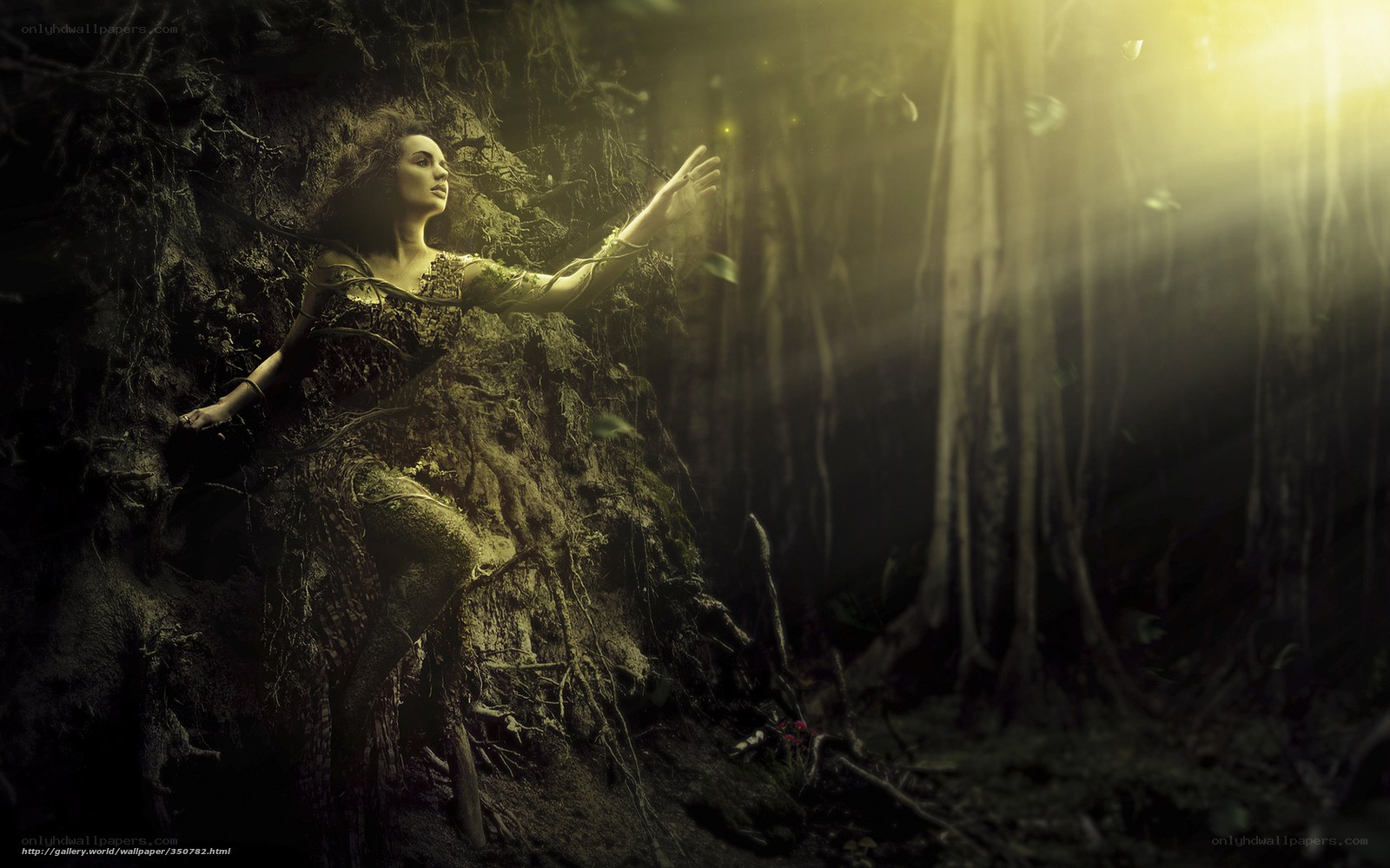woman in forest with vines