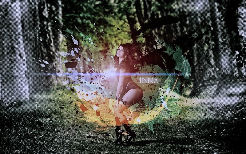woman in forest with visual effects
