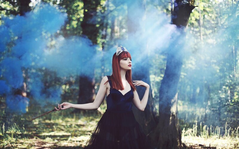 Woman in Forest with Wand — Blue
