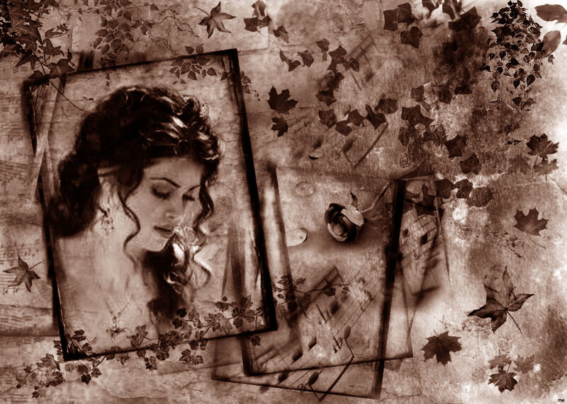 Woman in Framed Portrait — Brown, Melancholic