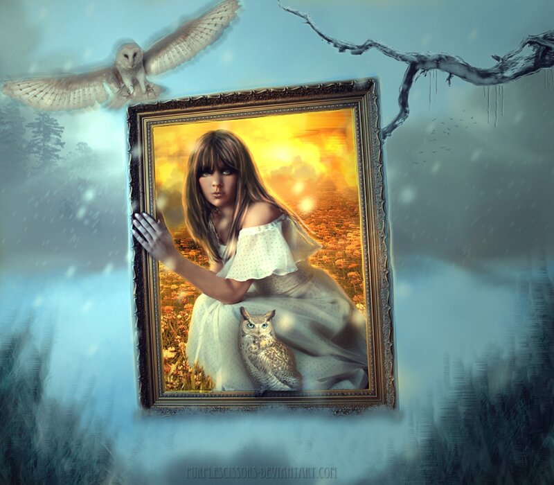 Woman in Framed Portrait — Yellow