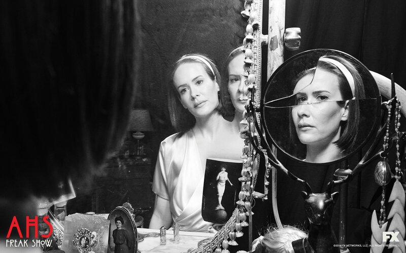 Woman in Front of Mirror — Black, Dramatic