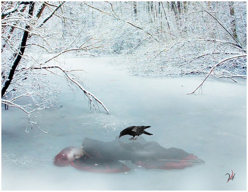 Woman in Frozen Lake
