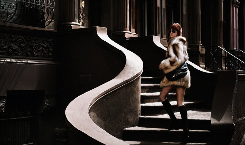 Woman in Fur Coat — Black, Dramatic, Afternoon, Photograph