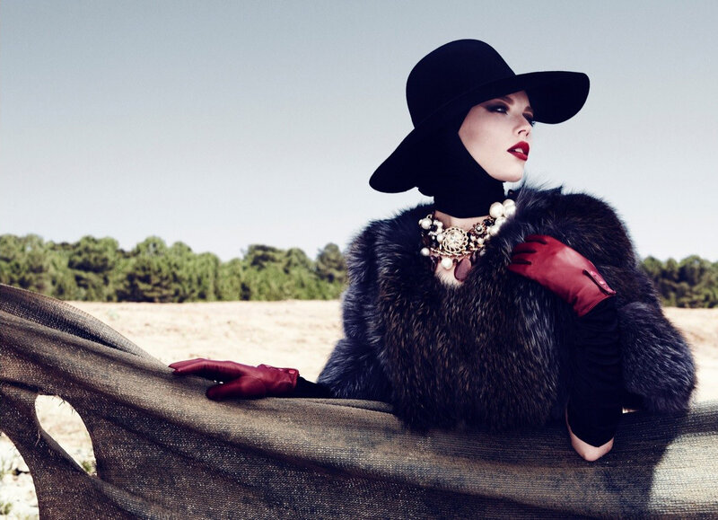 Woman in Fur Coat — Black, Dramatic, Afternoon