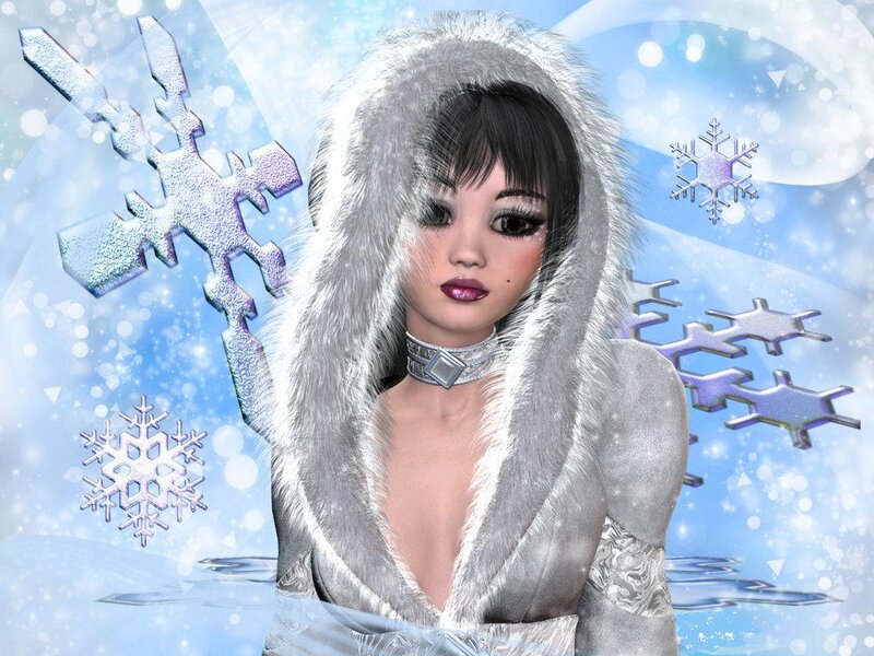 Woman in Fur Coat — Blue, Cold, Winter