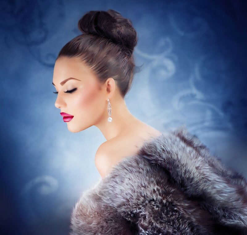 Woman in Fur Coat — Blue, Dramatic, Photograph, Fur Coat