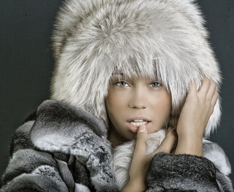 Woman in Fur Coat — Gray