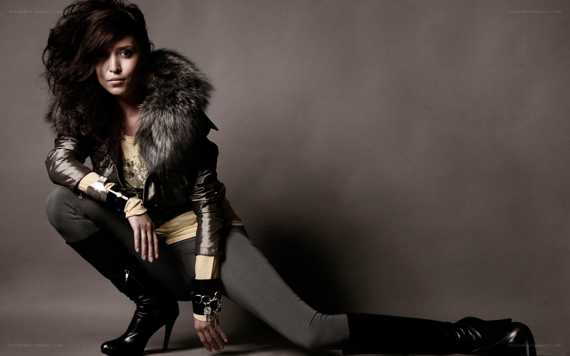 woman in fur coat posing