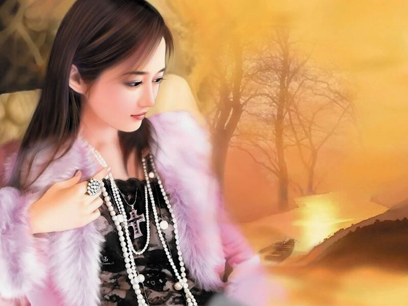 Woman in Fur Coat — Purple