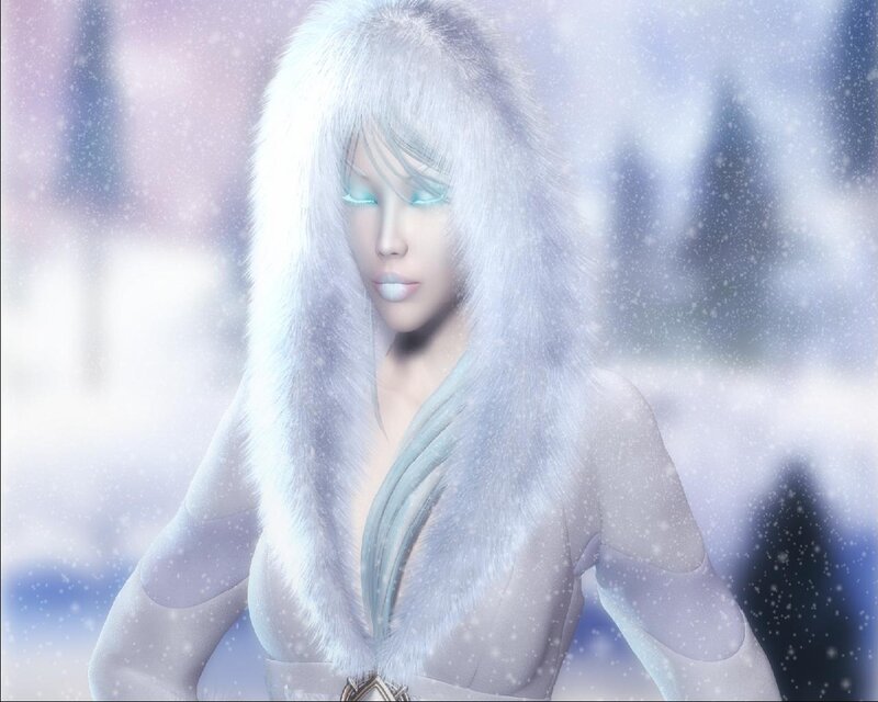 Woman in Fur Coat — White, Cold, Winter