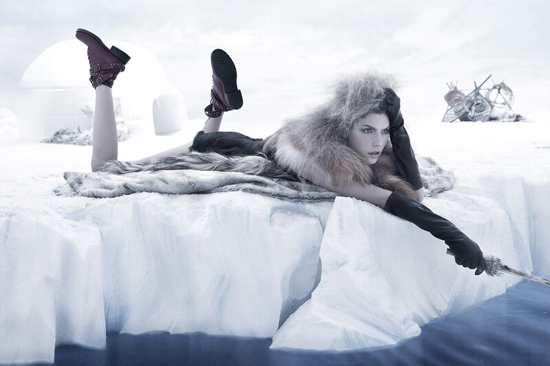 Woman in Fur Coat — White, Dramatic, Winter, Photograph, Snow