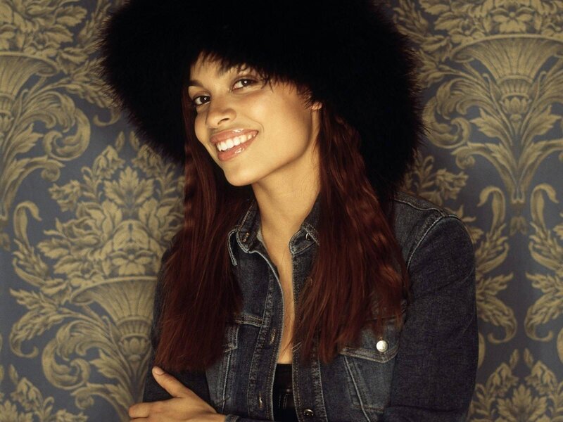 Woman in Fur Hat — Blue, Smiling