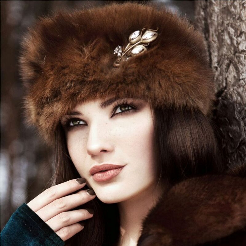 Woman in Fur Hat — Brown, Dramatic