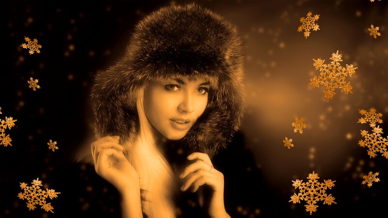 Woman in Fur Hat — Gold