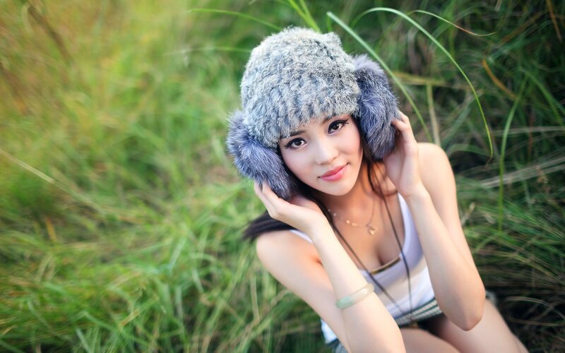 Woman in Fur Hat — Green, Serene