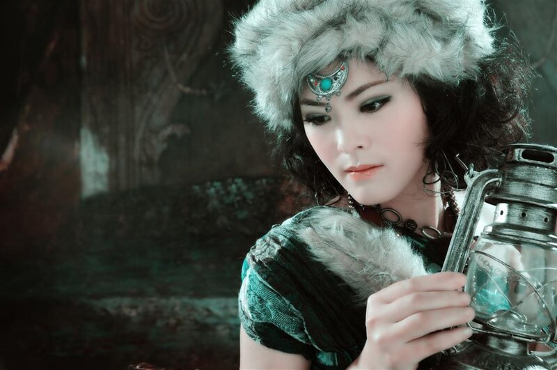 Woman in Fur Hat — Green