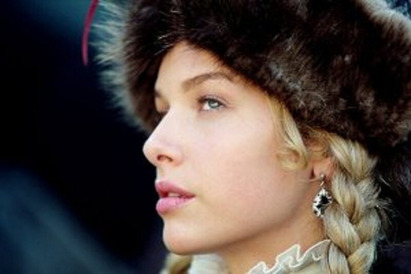 woman in fur hat profile