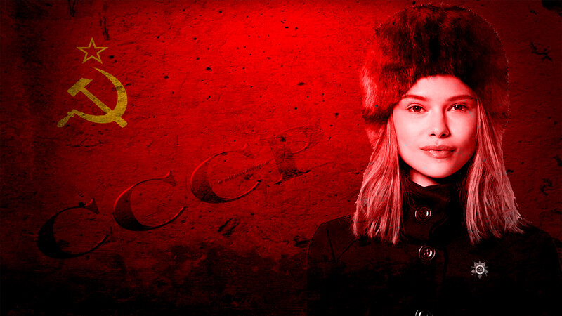 Woman in Fur Hat — Red, Dramatic