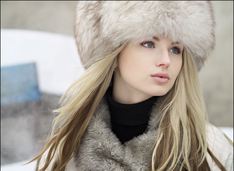 Woman in Fur Hat — White, Cold