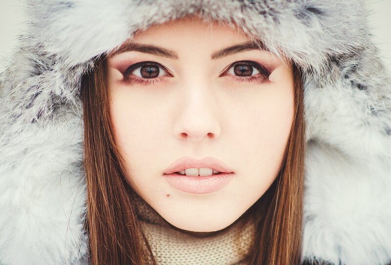 Woman in Fur Hat — White, Cold, Winter