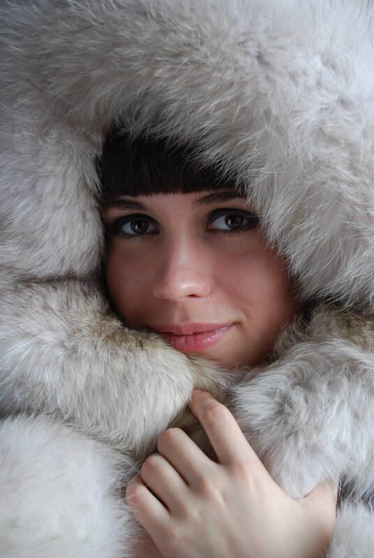 woman in fur hood