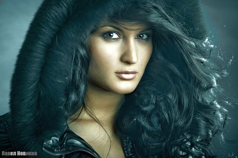 Woman in Fur Hood — Black