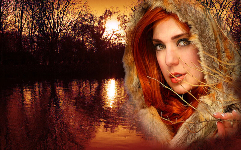 Woman in Fur Hood — Orange