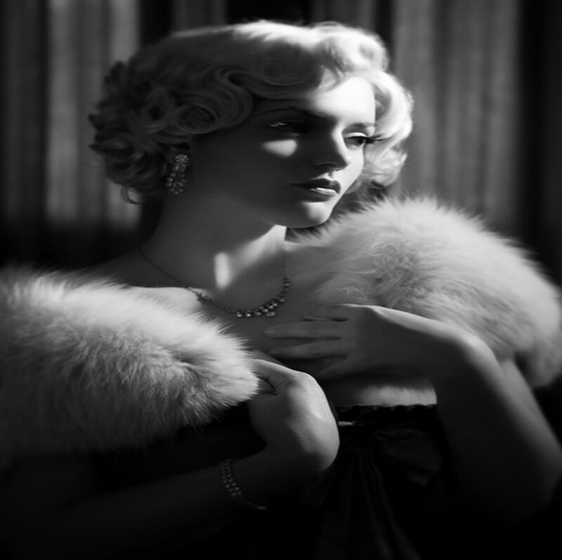 Woman in Fur Stole — Black