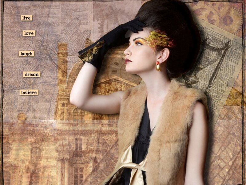 Woman in Fur Vest — Brown, Dramatic