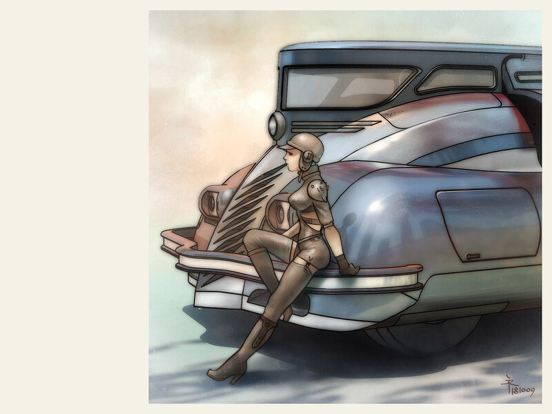 woman in futuristic armor