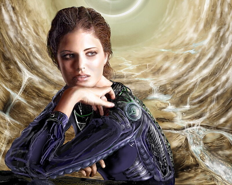 woman in futuristic armor