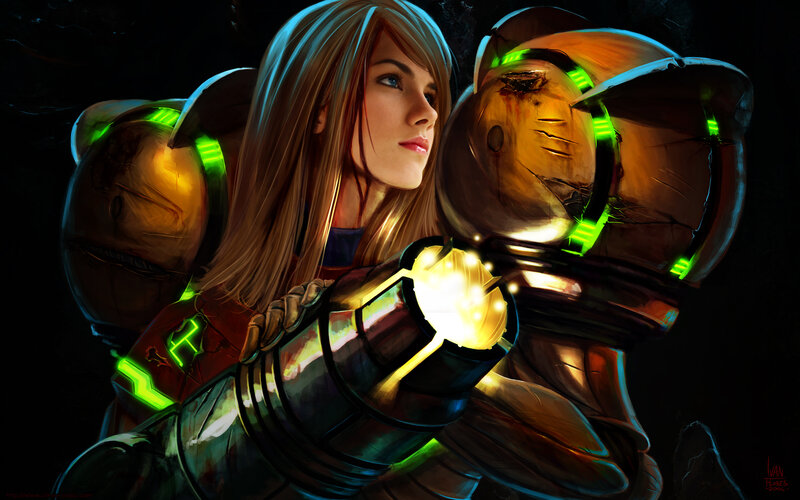 Woman in Futuristic Armor — Black, Dramatic