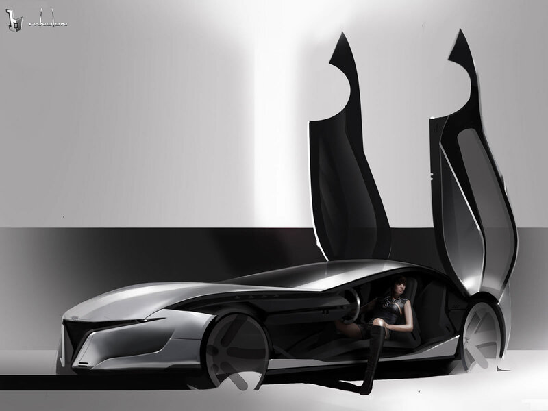 Woman in Futuristic Car — Black