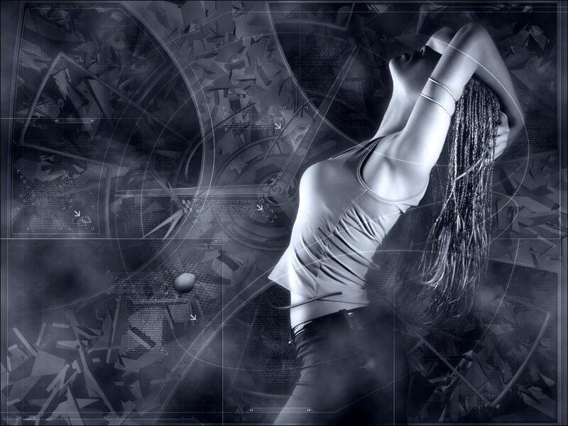 woman in futuristic digital environment