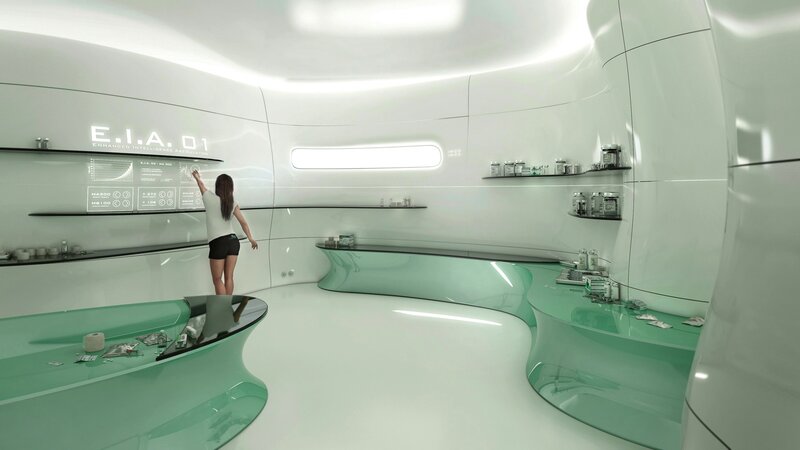 Woman in Futuristic Lab — White