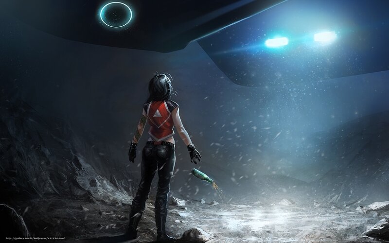 woman in futuristic landscape