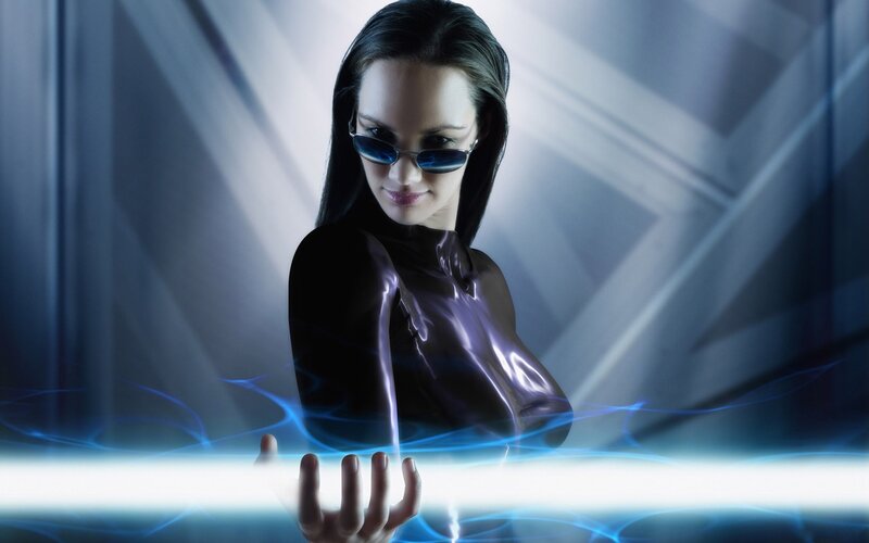 woman in futuristic setting