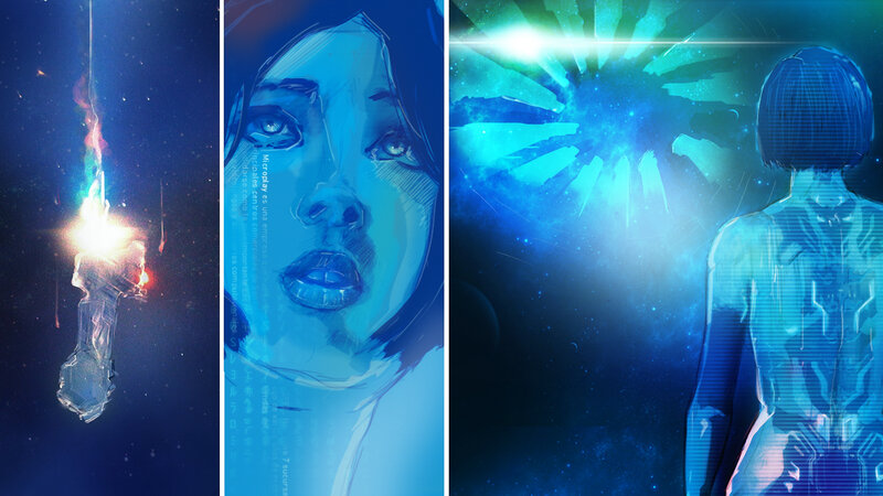 Woman in Futuristic Suit — Blue, Dramatic, Night, Digital Art, Face