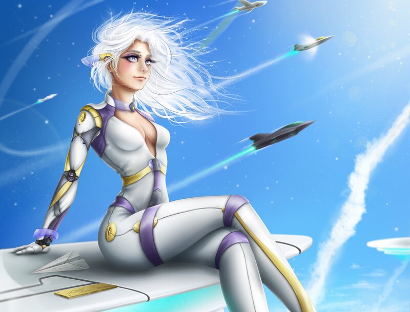 Woman in Futuristic Suit — Blue, Dynamic