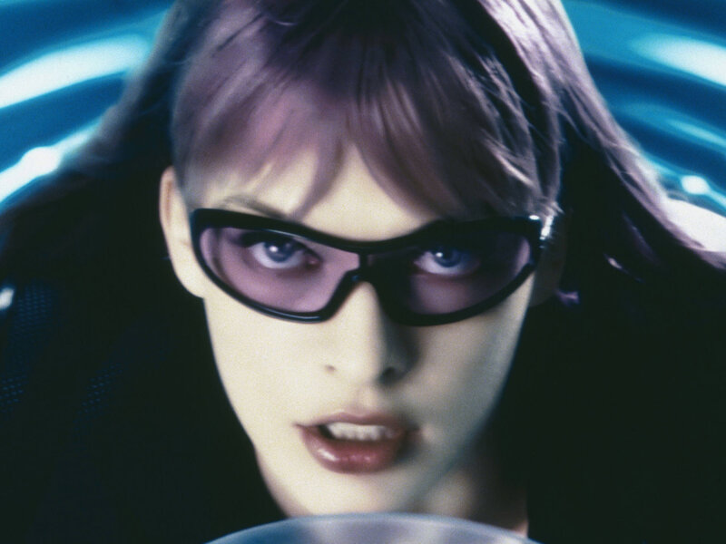 woman in futuristic sunglasses